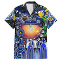 Personalised NAIDOC Week 2025 Bulldogs Rugby Family Matching Off The Shoulder Long Sleeve Dress and Hawaiian Shirt Aboriginal Dot Painting