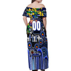 Personalised NAIDOC Week 2025 Bulldogs Rugby Family Matching Off Shoulder Maxi Dress and Hawaiian Shirt Aboriginal Dot Painting