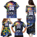 Personalised NAIDOC Week 2025 Bulldogs Rugby Family Matching Puletasi and Hawaiian Shirt Aboriginal Dot Painting
