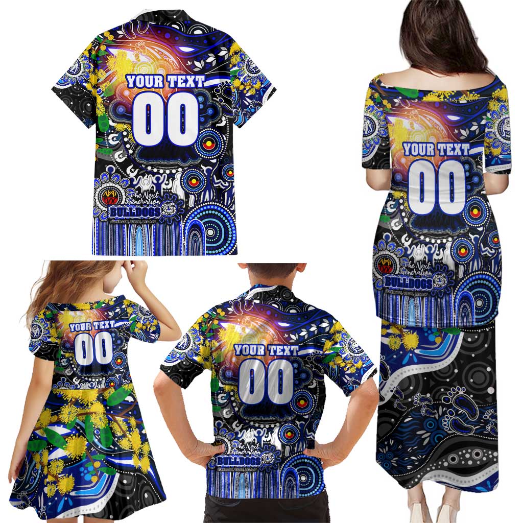 Personalised NAIDOC Week 2025 Bulldogs Rugby Family Matching Puletasi and Hawaiian Shirt Aboriginal Dot Painting