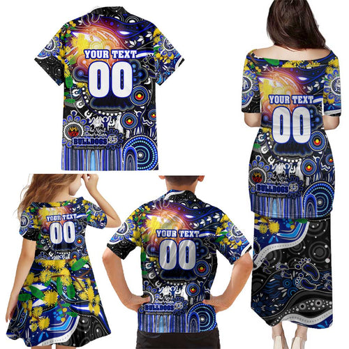 Personalised NAIDOC Week 2025 Bulldogs Rugby Family Matching Puletasi and Hawaiian Shirt Aboriginal Dot Painting