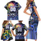 Personalised NAIDOC Week 2025 Bulldogs Rugby Family Matching Short Sleeve Bodycon Dress and Hawaiian Shirt Aboriginal Dot Painting