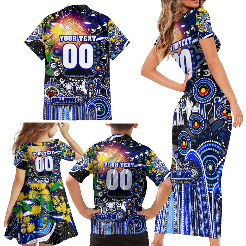 Personalised NAIDOC Week 2025 Bulldogs Rugby Family Matching Short Sleeve Bodycon Dress and Hawaiian Shirt Aboriginal Dot Painting
