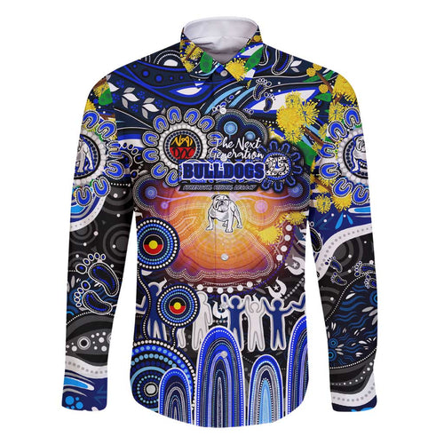 Personalised NAIDOC Week 2025 Bulldogs Rugby Family Matching Short Sleeve Bodycon Dress and Hawaiian Shirt Aboriginal Dot Painting