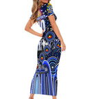 Personalised NAIDOC Week 2025 Bulldogs Rugby Family Matching Short Sleeve Bodycon Dress and Hawaiian Shirt Aboriginal Dot Painting