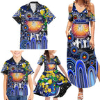 Personalised NAIDOC Week 2025 Bulldogs Rugby Family Matching Summer Maxi Dress and Hawaiian Shirt Aboriginal Dot Painting