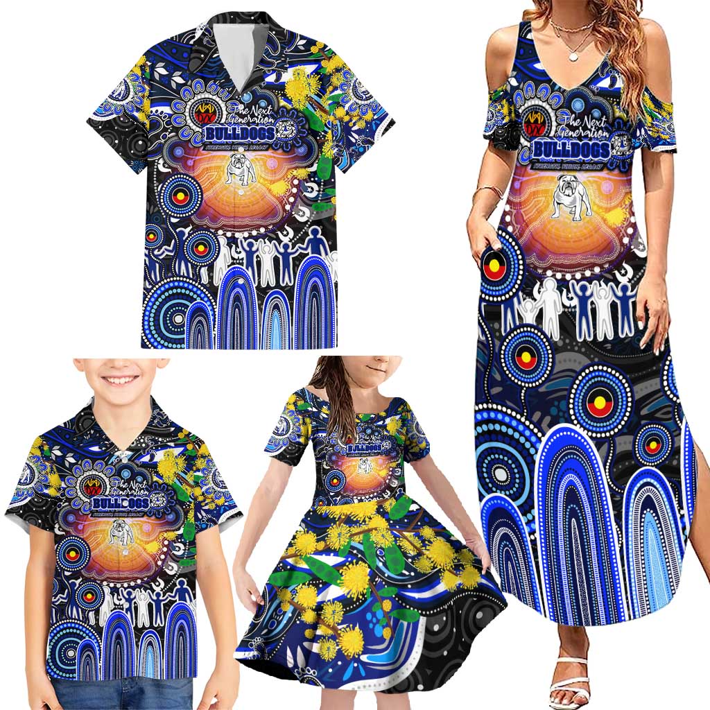 Personalised NAIDOC Week 2025 Bulldogs Rugby Family Matching Summer Maxi Dress and Hawaiian Shirt Aboriginal Dot Painting