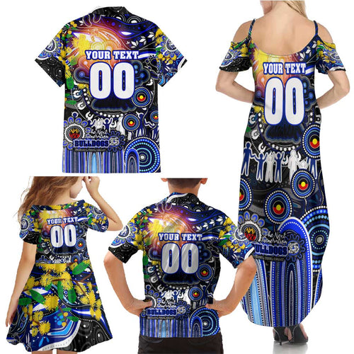 Personalised NAIDOC Week 2025 Bulldogs Rugby Family Matching Summer Maxi Dress and Hawaiian Shirt Aboriginal Dot Painting