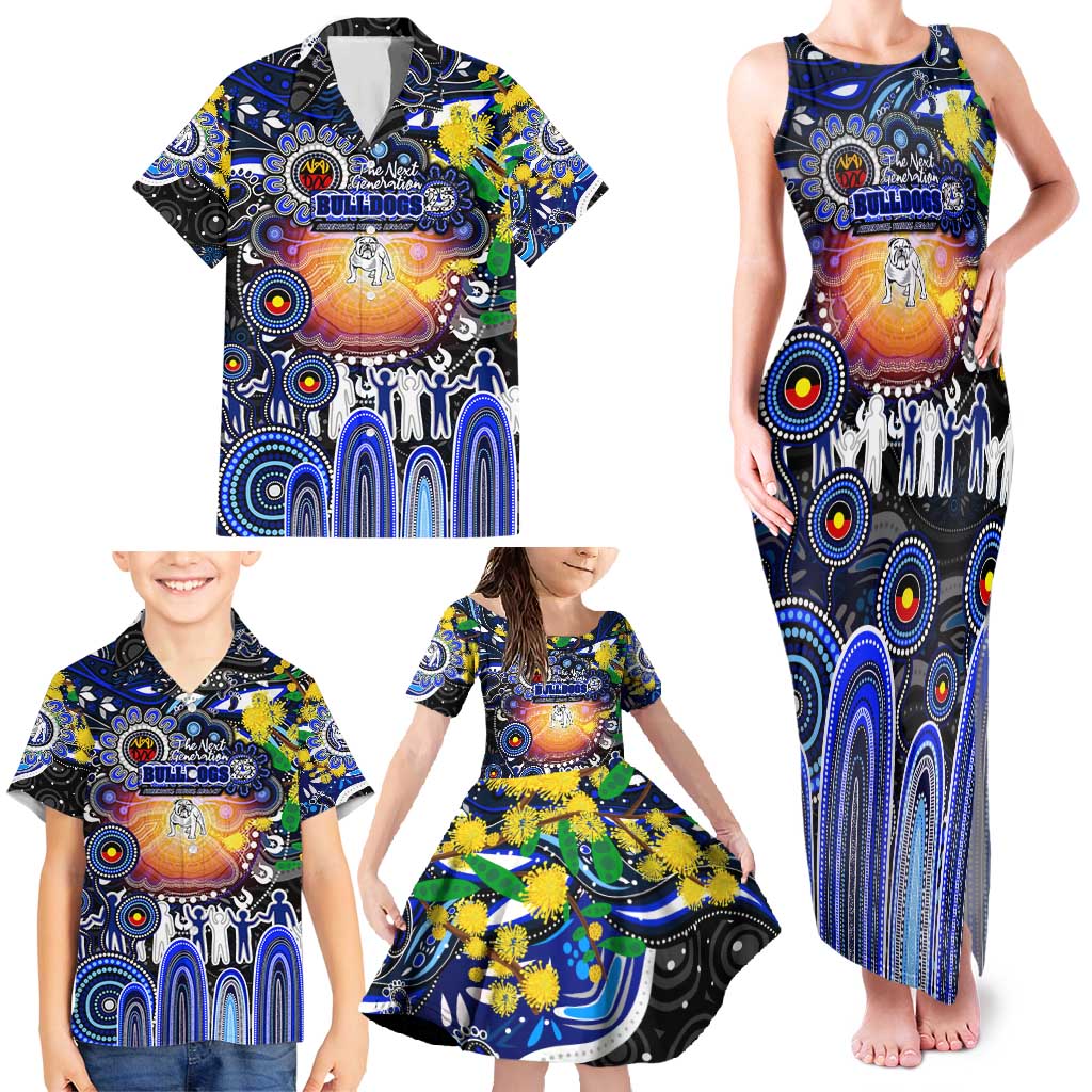 Personalised NAIDOC Week 2025 Bulldogs Rugby Family Matching Tank Maxi Dress and Hawaiian Shirt Aboriginal Dot Painting