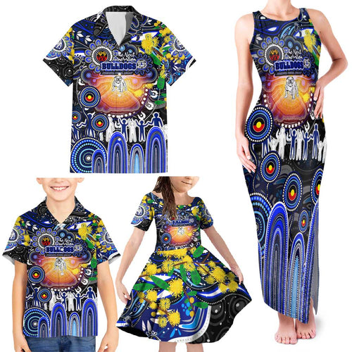 Personalised NAIDOC Week 2025 Bulldogs Rugby Family Matching Tank Maxi Dress and Hawaiian Shirt Aboriginal Dot Painting