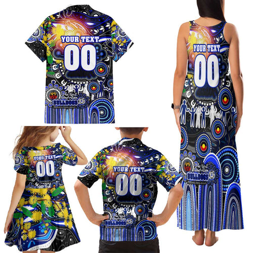 Personalised NAIDOC Week 2025 Bulldogs Rugby Family Matching Tank Maxi Dress and Hawaiian Shirt Aboriginal Dot Painting
