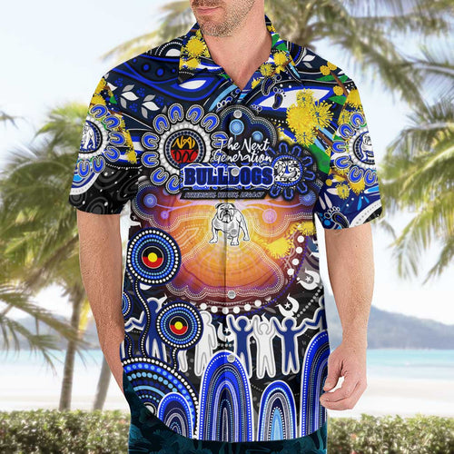 Personalised NAIDOC Week 2025 Bulldogs Rugby Hawaiian Shirt Aboriginal Dot Painting