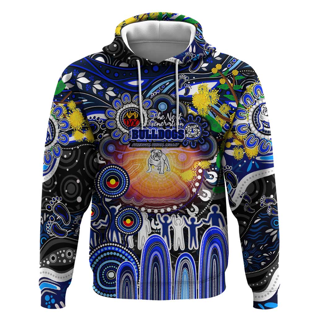 Personalised NAIDOC Week 2025 Bulldogs Rugby Hoodie Aboriginal Dot Painting