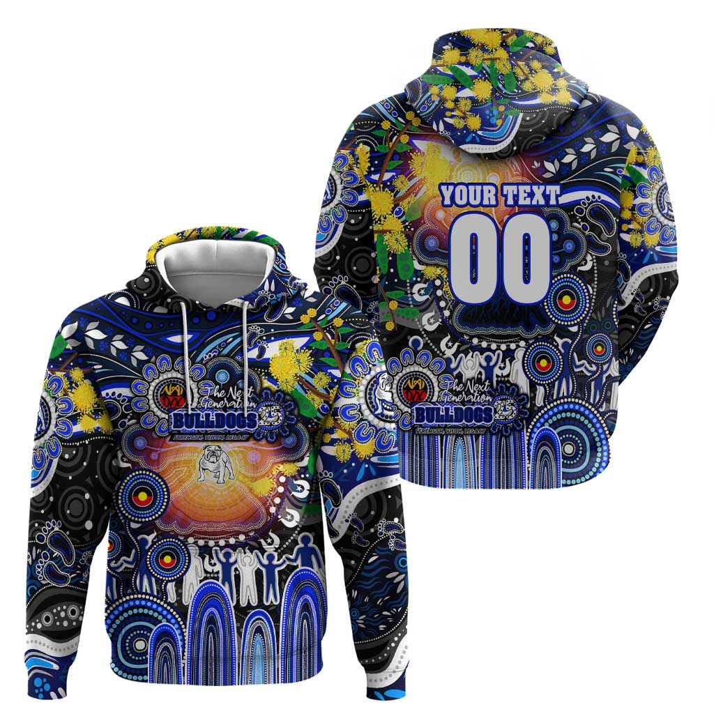 Personalised NAIDOC Week 2025 Bulldogs Rugby Hoodie Aboriginal Dot Painting