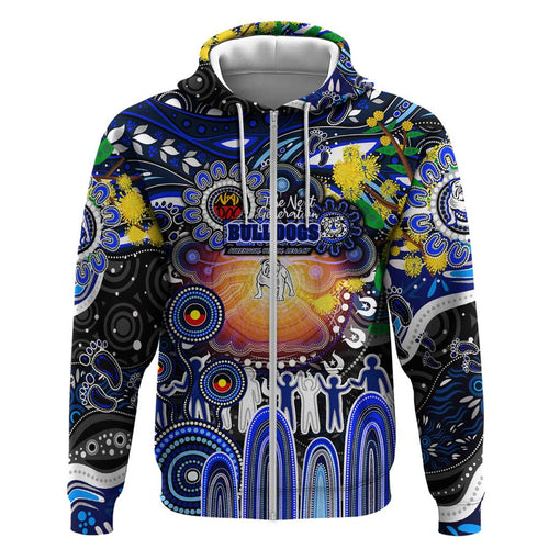 Personalised NAIDOC Week 2025 Bulldogs Rugby Hoodie Aboriginal Dot Painting
