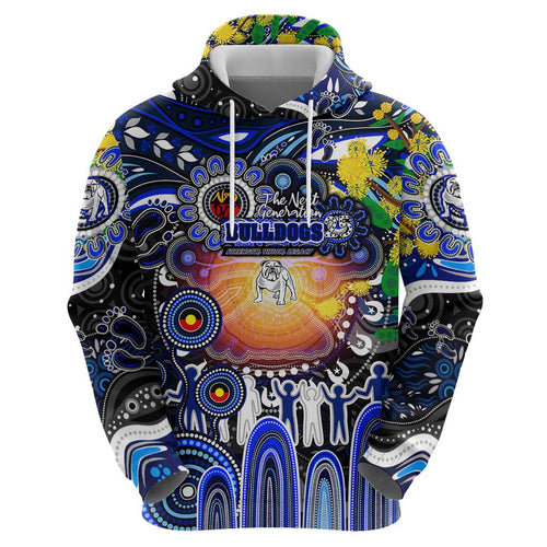 Personalised NAIDOC Week 2025 Bulldogs Rugby Hoodie Aboriginal Dot Painting