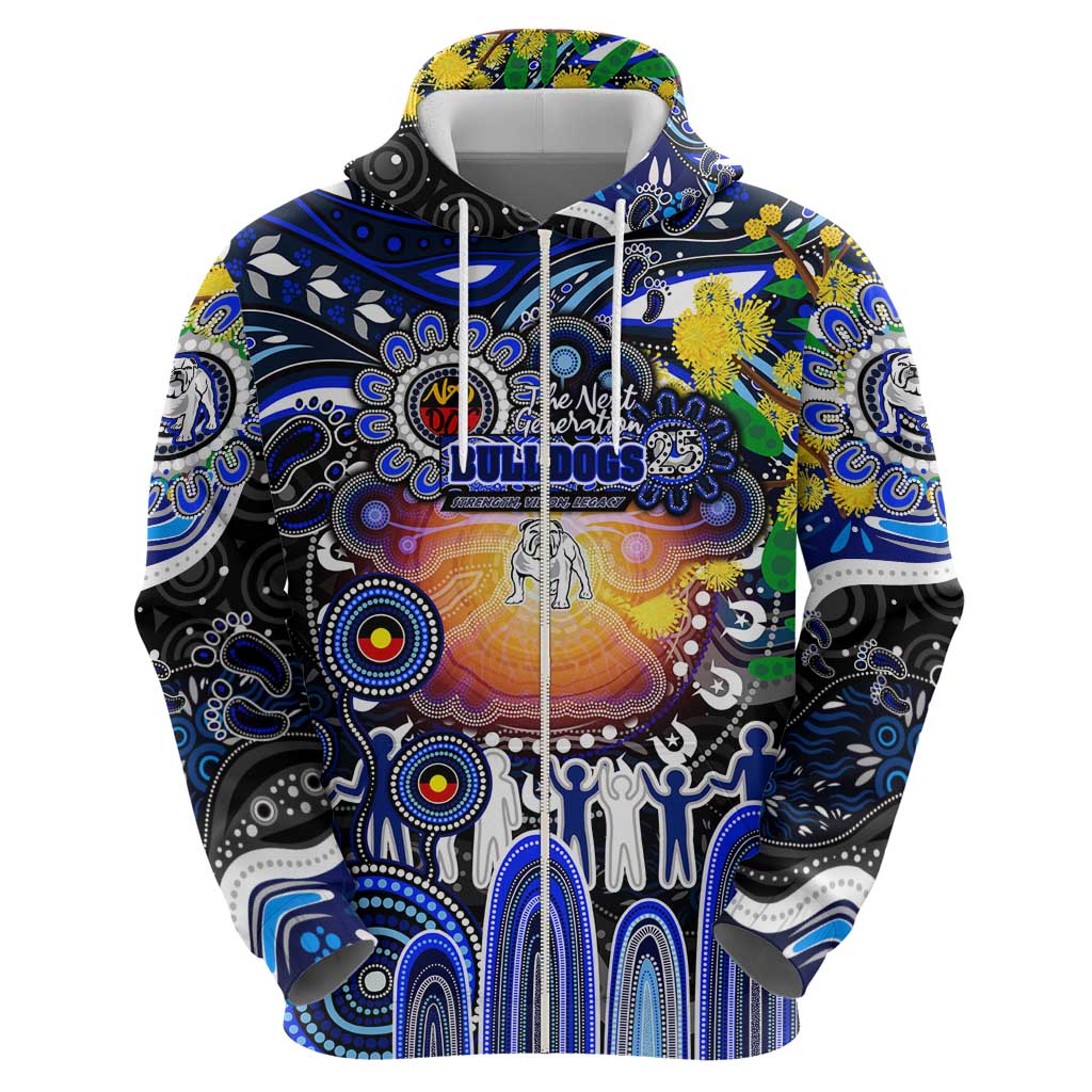 Personalised NAIDOC Week 2025 Bulldogs Rugby Hoodie Aboriginal Dot Painting