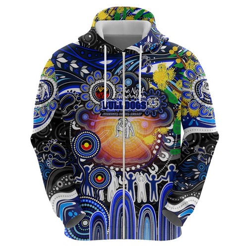 Personalised NAIDOC Week 2025 Bulldogs Rugby Hoodie Aboriginal Dot Painting