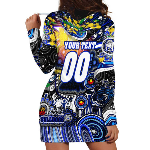 Personalised NAIDOC Week 2025 Bulldogs Rugby Hoodie Dress Aboriginal Dot Painting