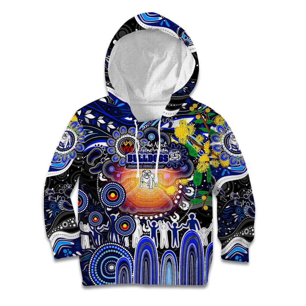 Personalised NAIDOC Week 2025 Bulldogs Rugby Kid Hoodie Aboriginal Dot Painting