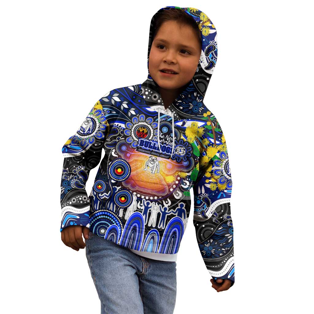 Personalised NAIDOC Week 2025 Bulldogs Rugby Kid Hoodie Aboriginal Dot Painting