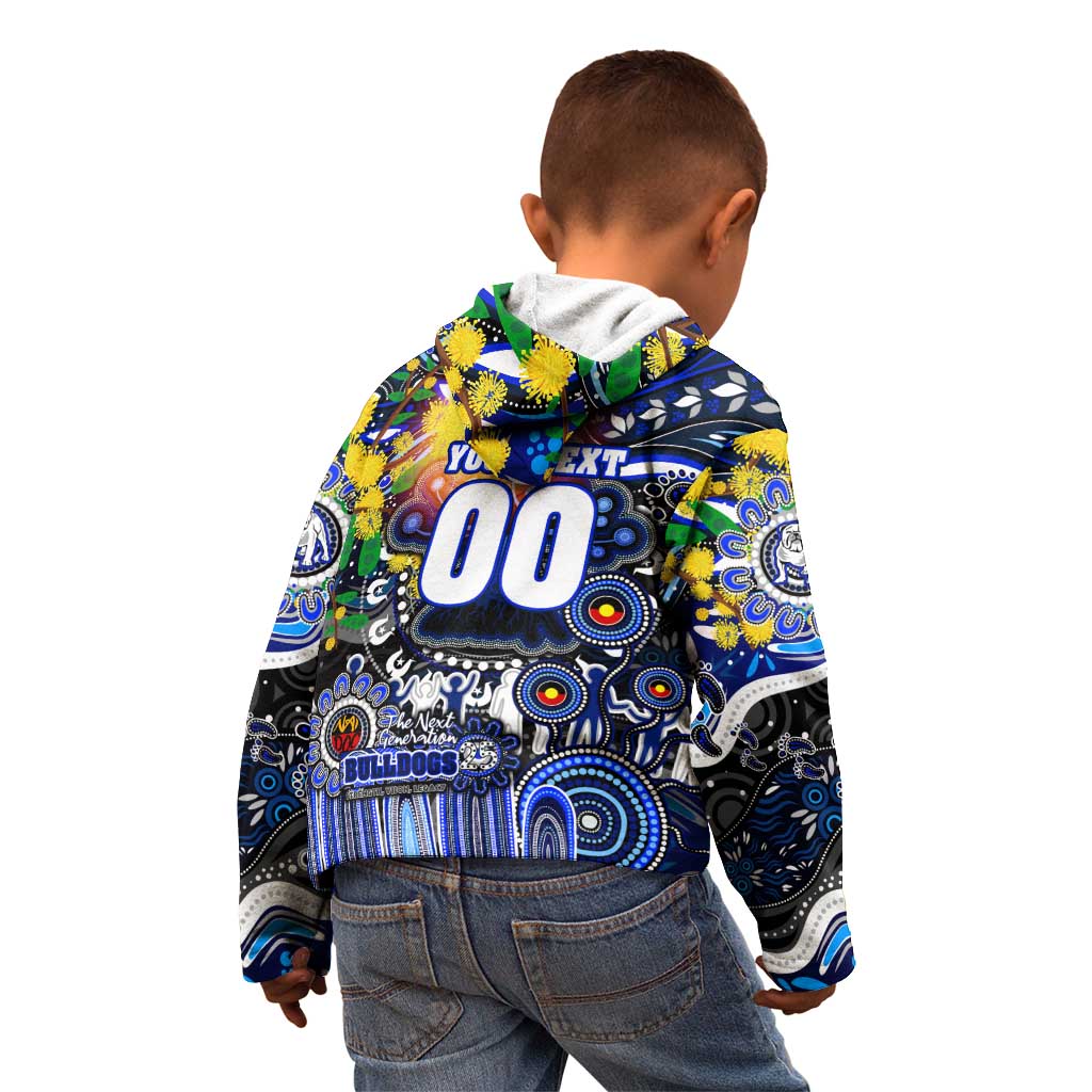 Personalised NAIDOC Week 2025 Bulldogs Rugby Kid Hoodie Aboriginal Dot Painting