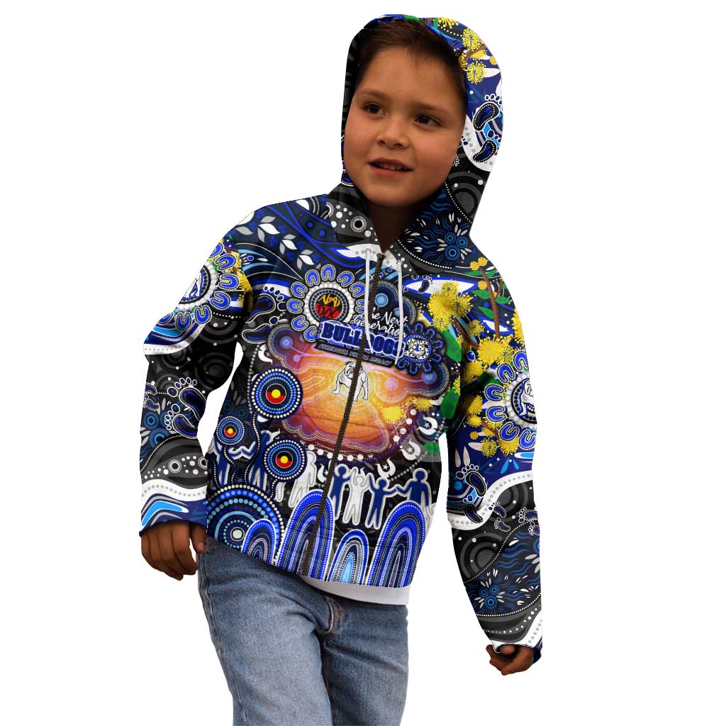 Personalised NAIDOC Week 2025 Bulldogs Rugby Kid Hoodie Aboriginal Dot Painting
