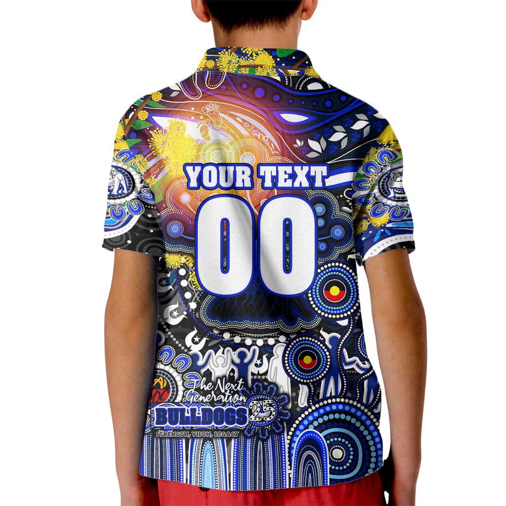 Personalised NAIDOC Week 2025 Bulldogs Rugby Kid Polo Shirt Aboriginal Dot Painting
