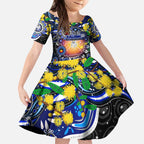 Personalised NAIDOC Week 2025 Bulldogs Rugby Kid Short Sleeve Dress Aboriginal Dot Painting
