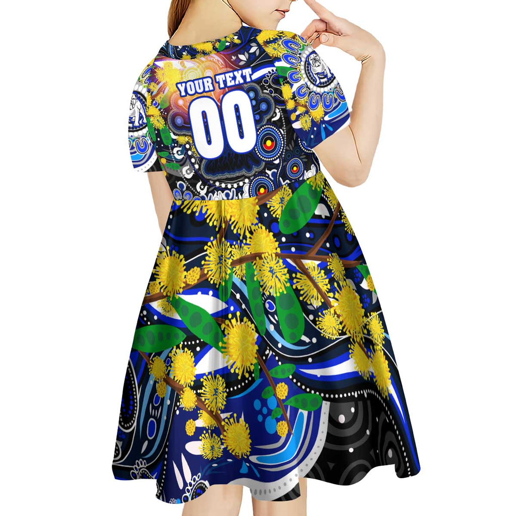 Personalised NAIDOC Week 2025 Bulldogs Rugby Kid Short Sleeve Dress Aboriginal Dot Painting
