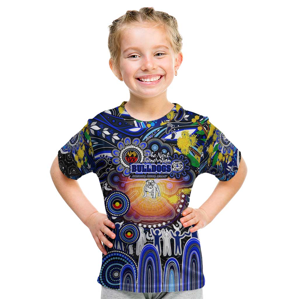 Personalised NAIDOC Week 2025 Bulldogs Rugby Kid T Shirt Aboriginal Dot Painting