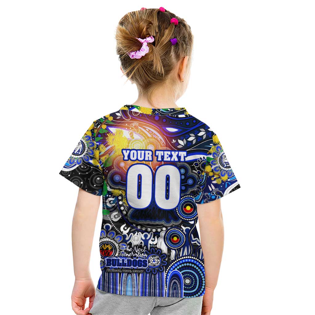 Personalised NAIDOC Week 2025 Bulldogs Rugby Kid T Shirt Aboriginal Dot Painting