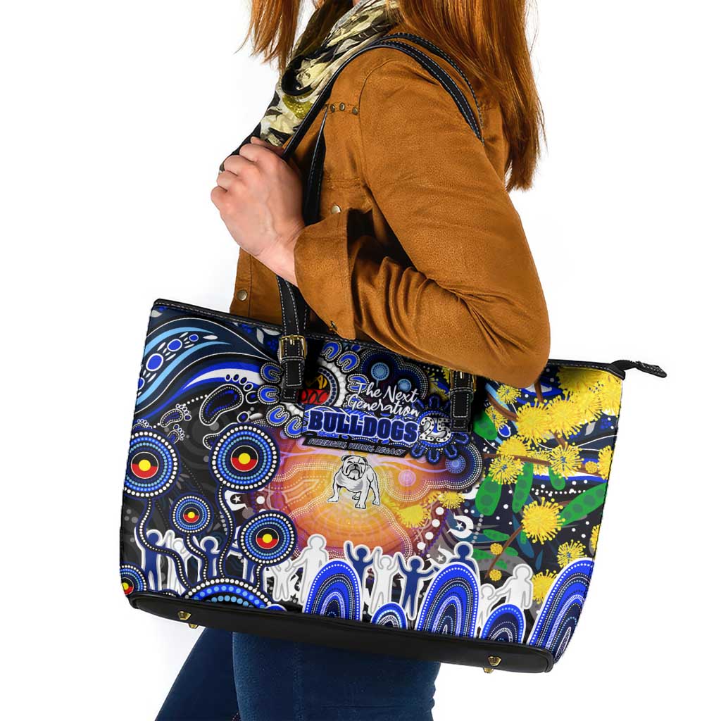NAIDOC Week 2025 Bulldogs Rugby Leather Tote Bag Aboriginal Dot Painting