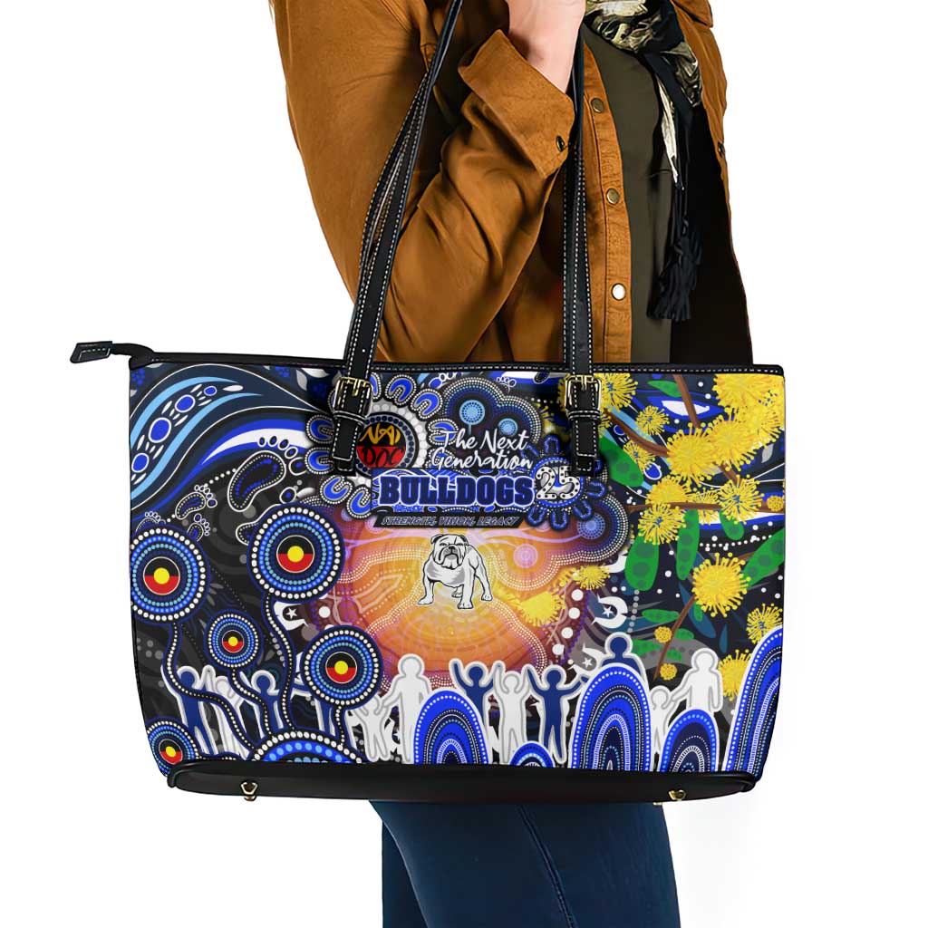 NAIDOC Week 2025 Bulldogs Rugby Leather Tote Bag Aboriginal Dot Painting