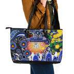 NAIDOC Week 2025 Bulldogs Rugby Leather Tote Bag Aboriginal Dot Painting