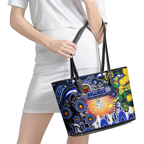NAIDOC Week 2025 Bulldogs Rugby Leather Tote Bag Aboriginal Dot Painting