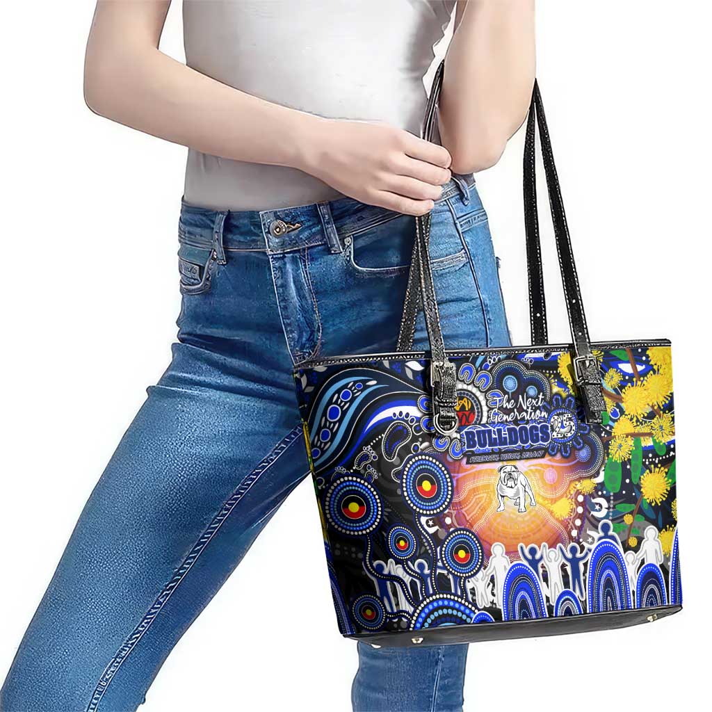 NAIDOC Week 2025 Bulldogs Rugby Leather Tote Bag Aboriginal Dot Painting