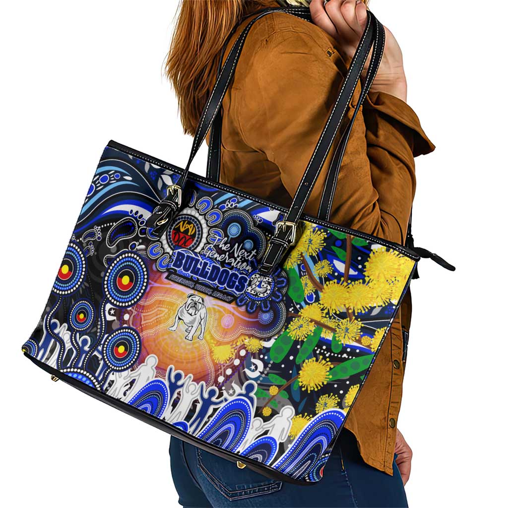 NAIDOC Week 2025 Bulldogs Rugby Leather Tote Bag Aboriginal Dot Painting