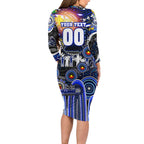 Personalised NAIDOC Week 2025 Bulldogs Rugby Long Sleeve Bodycon Dress Aboriginal Dot Painting