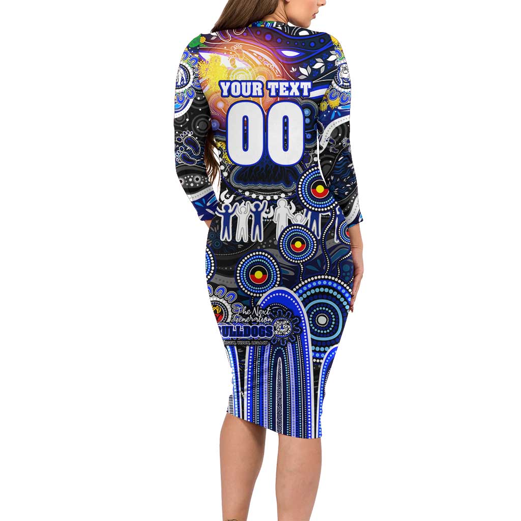 Personalised NAIDOC Week 2025 Bulldogs Rugby Long Sleeve Bodycon Dress Aboriginal Dot Painting