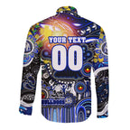 Personalised NAIDOC Week 2025 Bulldogs Rugby Long Sleeve Button Shirt Aboriginal Dot Painting