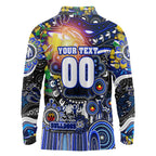 Personalised NAIDOC Week 2025 Bulldogs Rugby Long Sleeve Polo Shirt Aboriginal Dot Painting