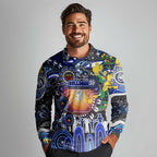 Personalised NAIDOC Week 2025 Bulldogs Rugby Long Sleeve Polo Shirt Aboriginal Dot Painting