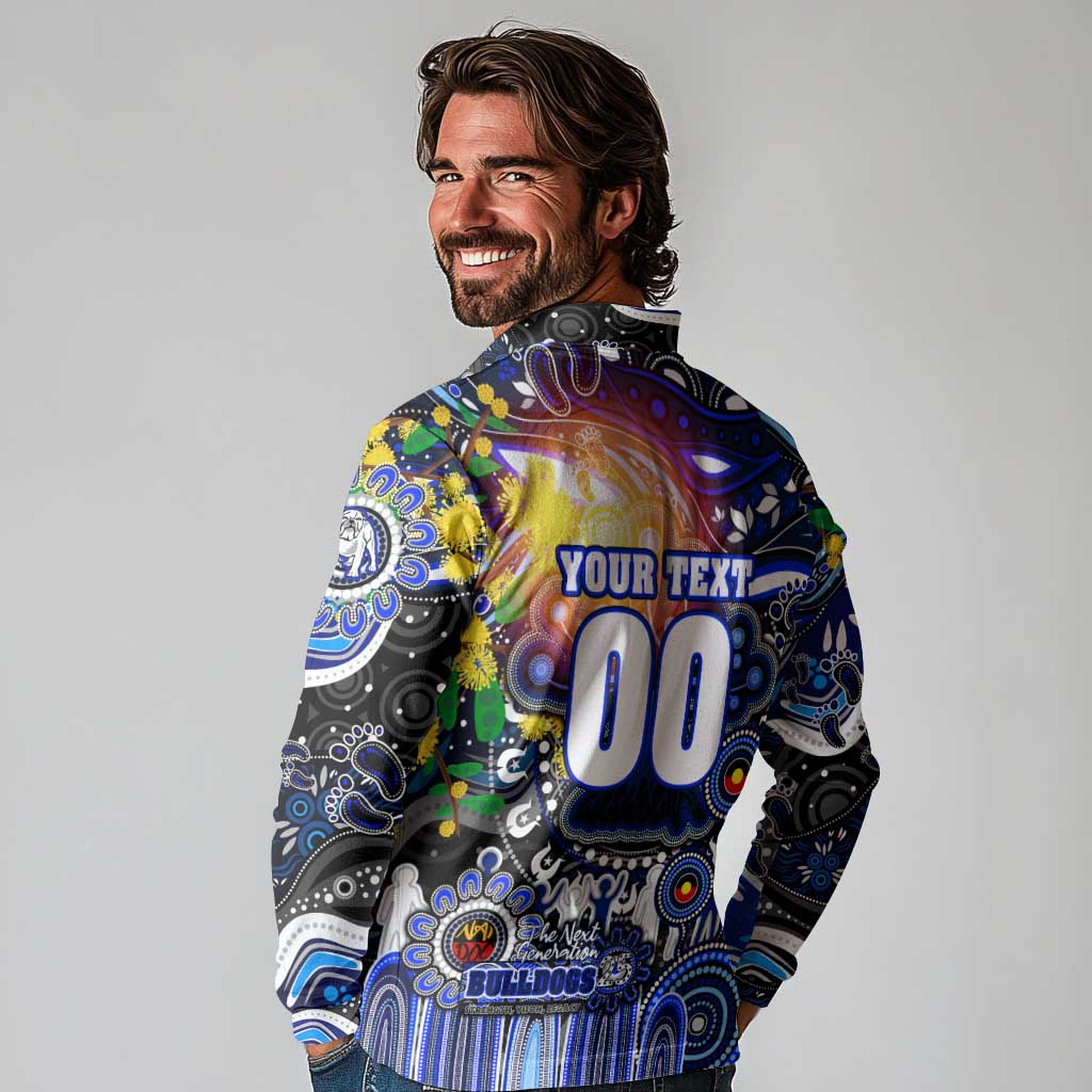 Personalised NAIDOC Week 2025 Bulldogs Rugby Long Sleeve Polo Shirt Aboriginal Dot Painting