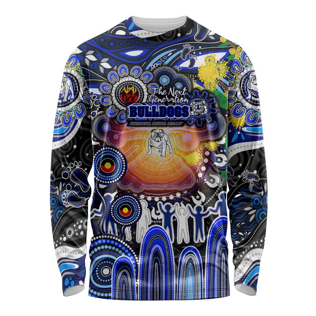 Personalised NAIDOC Week 2025 Bulldogs Rugby Long Sleeve Shirt Aboriginal Dot Painting