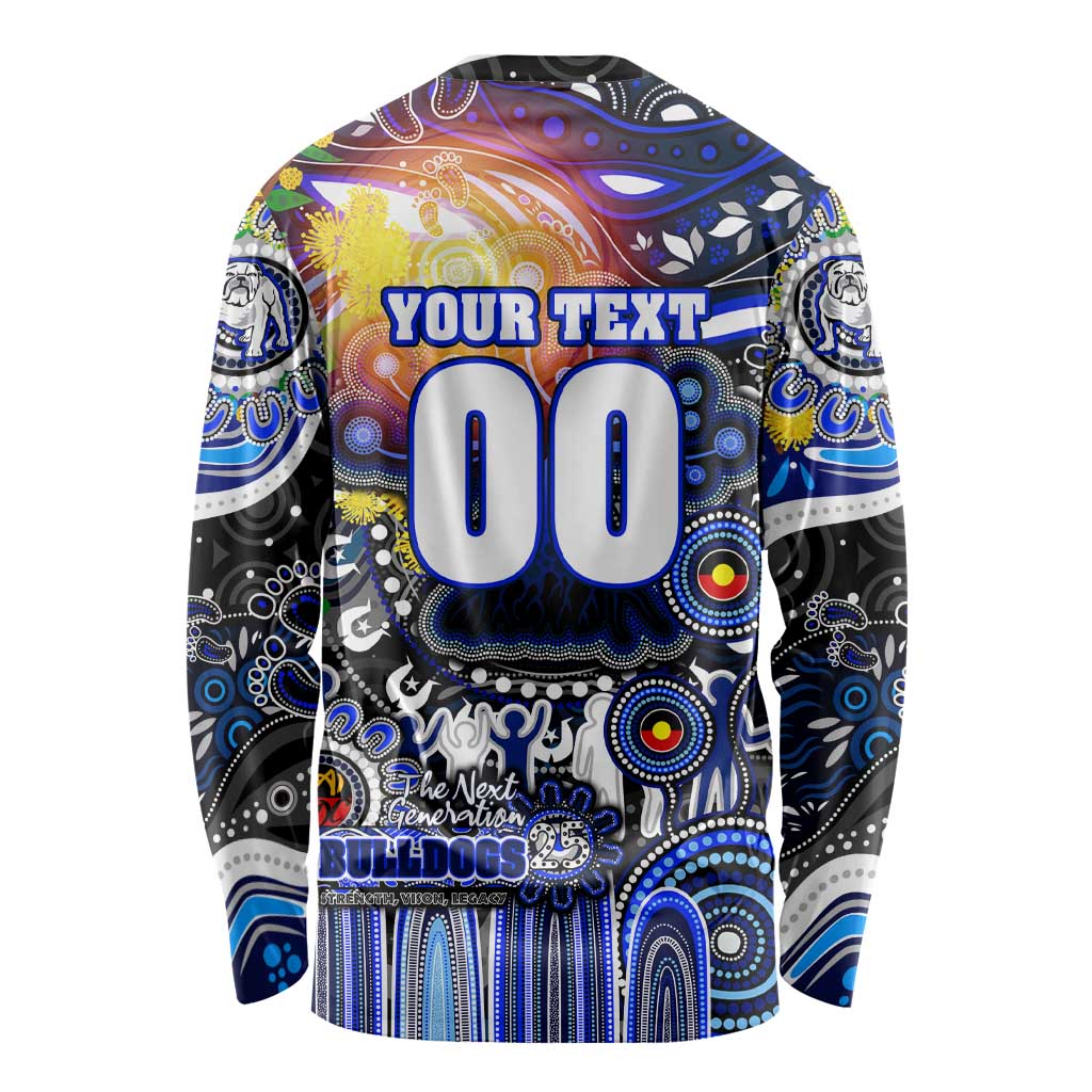Personalised NAIDOC Week 2025 Bulldogs Rugby Long Sleeve Shirt Aboriginal Dot Painting