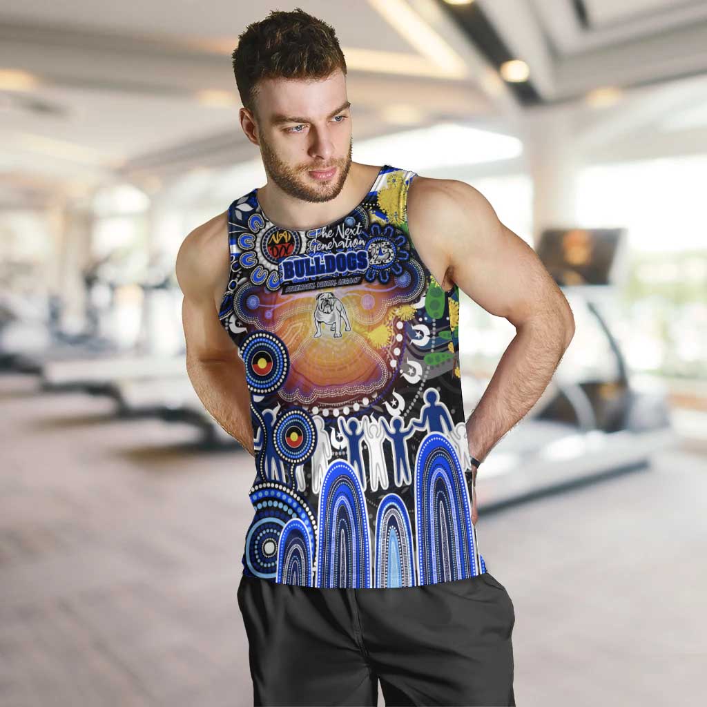 Personalised NAIDOC Week 2025 Bulldogs Rugby Men Tank Top Aboriginal Dot Painting