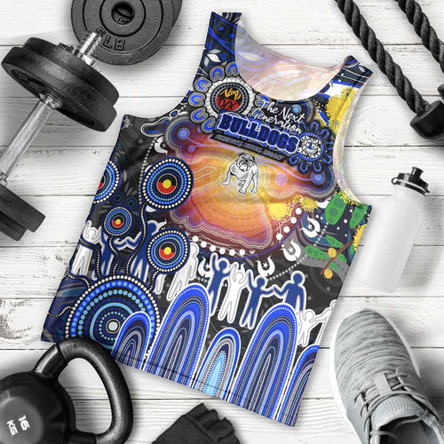 Personalised NAIDOC Week 2025 Bulldogs Rugby Men Tank Top Aboriginal Dot Painting