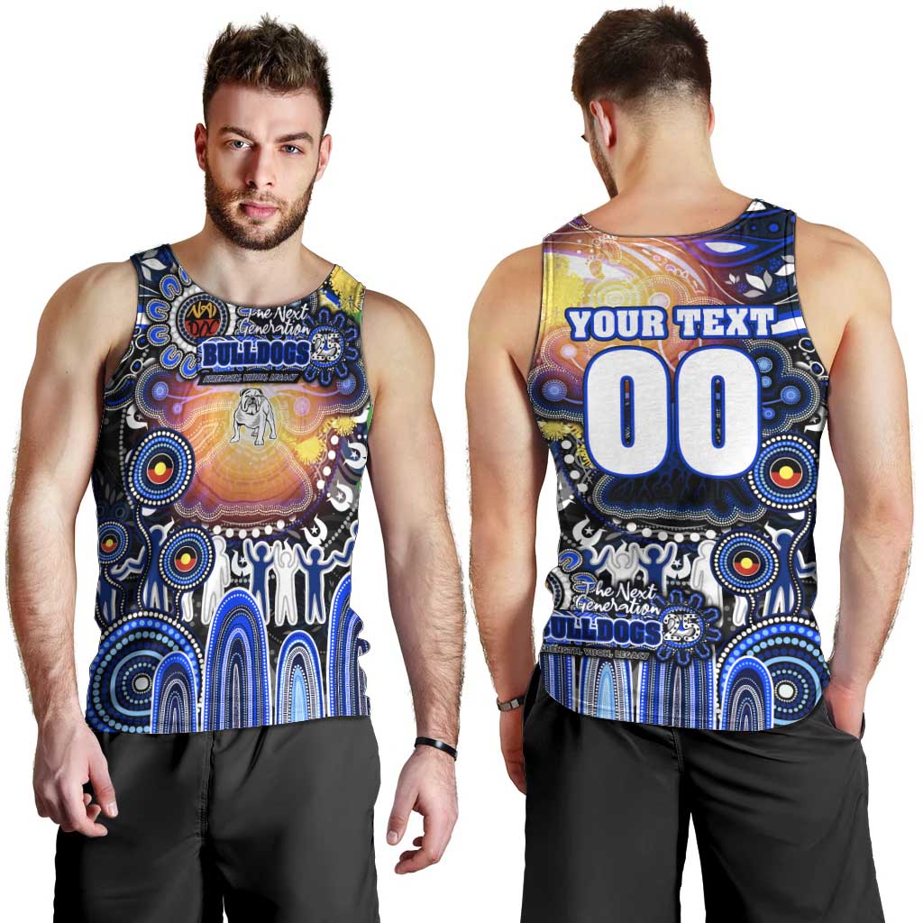 Personalised NAIDOC Week 2025 Bulldogs Rugby Men Tank Top Aboriginal Dot Painting