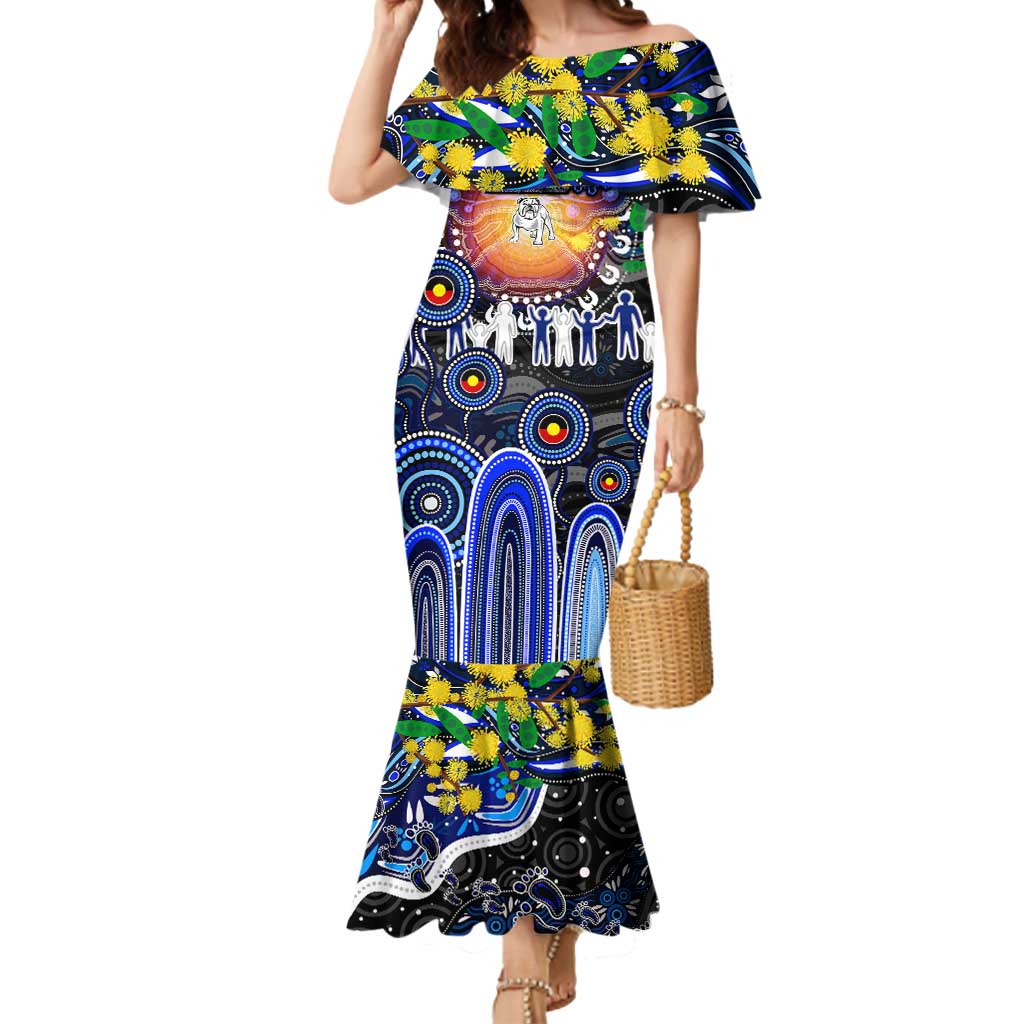 Personalised NAIDOC Week 2025 Bulldogs Rugby Mermaid Dress Aboriginal Dot Painting